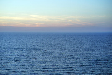Blue morning over the deep sea summer. Blue sunrise over mediterranean deep sea
