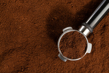 Coffee background with ground coffee