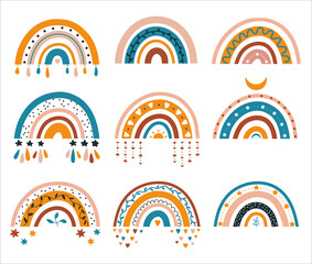 Rainbow - abstract graphics. childrens illustration in boho style.