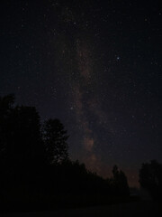 dark night sky with stars and Mily Way galaxy
