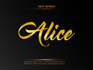 Gold texture text effect syle. Editable text and font. Golden text on black canvas background.