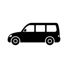 Minivan icon. Family passenger car. Black silhouette. Side view. Vector simple flat graphic illustration. The isolated object on a white background. Isolate.