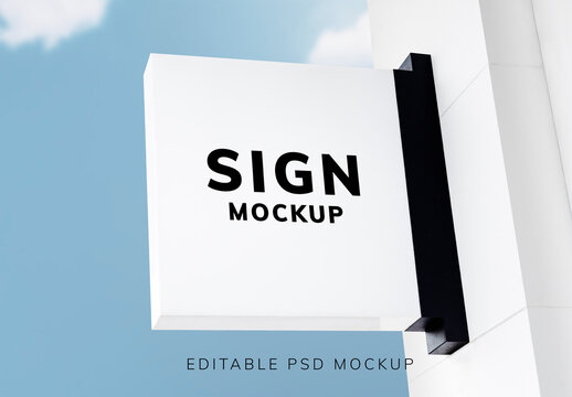 White Sign Mockup Against the Sky