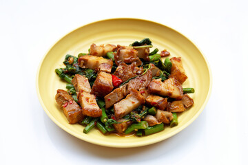 Stir fried crispy pork with holy basil