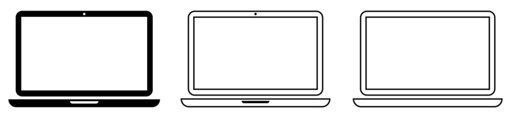 Laptop flat icon set. Vector illustration