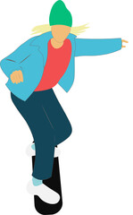 Joven usando una patineta. fondo transparente