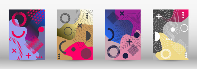 Modern memphis background set covers, great design for any purposes.