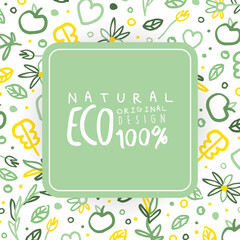 Eco Natural Original Design Banner, Healthy Vegetarian Food, Eco Store, Farm Market, Eco Friendly Background Vector Illustration