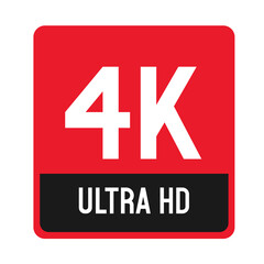 4k ultra HD, red badges. 4K video resolution, vector illustration.	