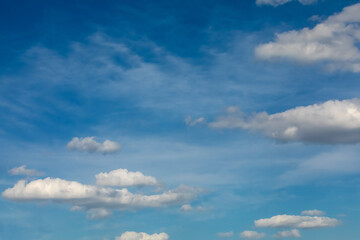 Sinn sky with small light white clouds. Clear sunny weather. Bright day