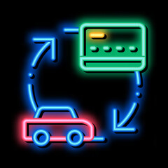 Car Credit Card neon light sign vector. Glowing bright icon Car Credit Card isometric sign. transparent symbol illustration