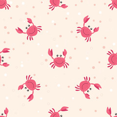 Fun crabs seamless pattern. Wallpapers for children. Marine pattern. Vector illustration