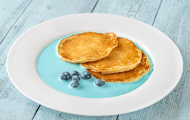 Pancakes with fresh blueberries
