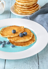 Pancakes with fresh blueberries