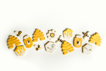 Honey Bee Themed Royal Iced Cookies on White
