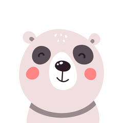 Cute panda face on white isolated background. Vector illustration
