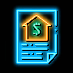 House Document neon light sign vector. Glowing bright icon House Document isometric sign. transparent symbol illustration