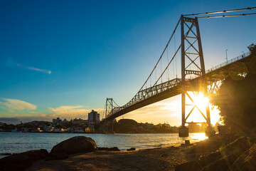 Fototapeta premium bridge at sunset of Florianópolis Island , Santa Catarina, Brazil, florianopolis