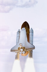 Space shuttle launches to stars. The elements of this image furnished by NASA.