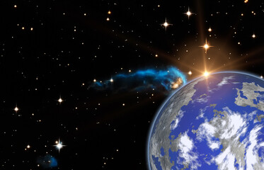 Planet earth and fascinating sunrise. The elements of this image furnished by NASA.