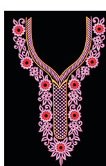 Embroidery design. Embroidery neckline beautiful design for kurti, suit, blouse. Indian traditional...