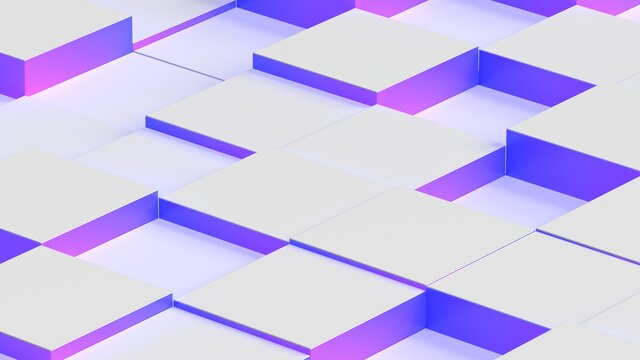 minimal abstract composition white floor gradient cubes geometry modern 3d render