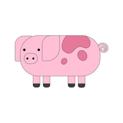 A simple pig. Color vector illustration on white background.