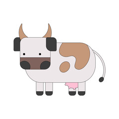 Simple cow. Color vector illustration on white background.