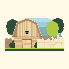 Farm barn. Simple color vector illustration on white background.