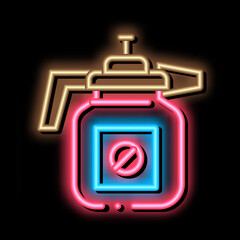 Obraz premium Atomizer Tool neon light sign vector. Glowing bright icon Atomizer Tool isometric sign. transparent symbol illustration