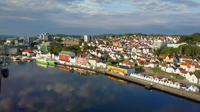 Vagen old town aerial panoramic view in Stavanger, Norway. Stavanger is a city and municipality in Norway.