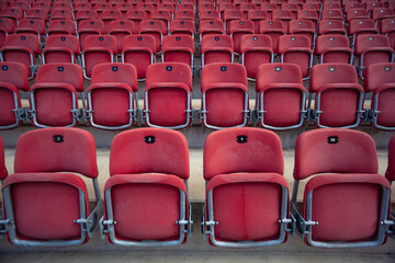 empty seats without spectators in the stadium