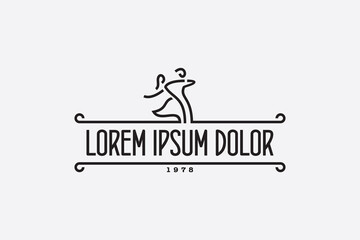 dancing couple couple vector line logo