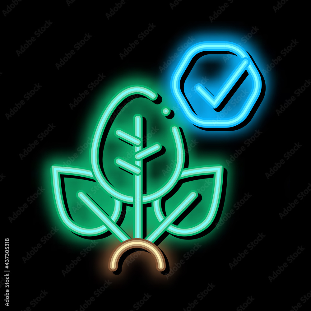 Canvas Prints Plant Access Mark neon light sign vector. Glowing bright icon Plant Access Mark isometric sign. transparent symbol illustration