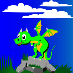 green dragon on a hill