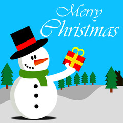 christmas card with snowman