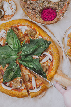 pizza on a table