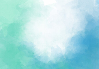 Abstract blue green watercolor background. Watercolor background for invitations, cards, posters. Texture, abstract background, color splashing © britaseifert