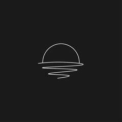 sunset sea stripes logo vector