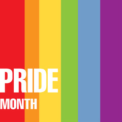 LGBT Pride Month in June. Lesbian Gay Bisexual Transgender. Celebrated annual. LGBT flag. Rainbow love concept. Human rights and tolerance. Poster, card, banner and background. Vector ilustration