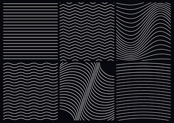 paquete de textura de líneas delgadas minimalistas y elegantes en fondo negro