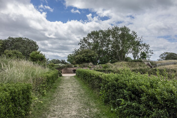 Located in a former fort, public Hanging gardens of Le Havre (Jardins suspendusa) occupy a 17-hectare site in district of Sanvic in Le Havre. Hanging Gardens had some 3,700 plant. Le Havre, France. 