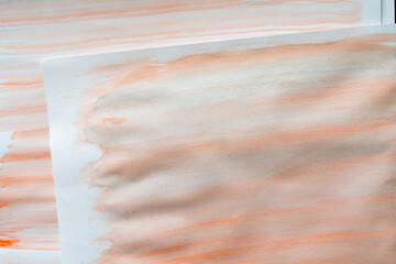 overlapping random, abstract watercolor background in pale orange