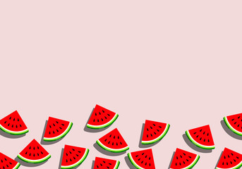 Slices watermelon background. Vector.