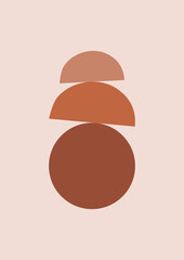 Simple boho moon phases illustration. Moonlight logo or icon symbol. Night sky concept. Modern terracotta abstract art print. Trendy shapes flat vector.