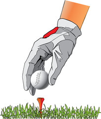 Vector drawing of a golf ball in hand (color)