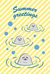 あざらし_暑中見舞い_Seals Summer greetings_01