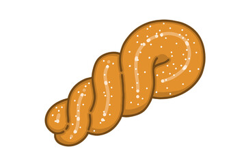 Kkwabaegi. Korean twisted doughnuts. The mildly sweet, fluffy, spongy, twisted doughnuts are made with yeasted wheat or glutinous rice flour dough and melted butter. Vector illustration.
