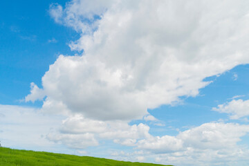 夏の青空と雲と緑