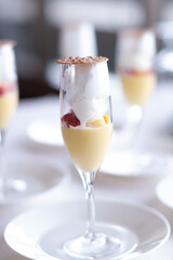 Fashionable dessert in a wine glass